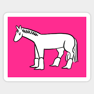 Horse in Boots on Pink Sticker